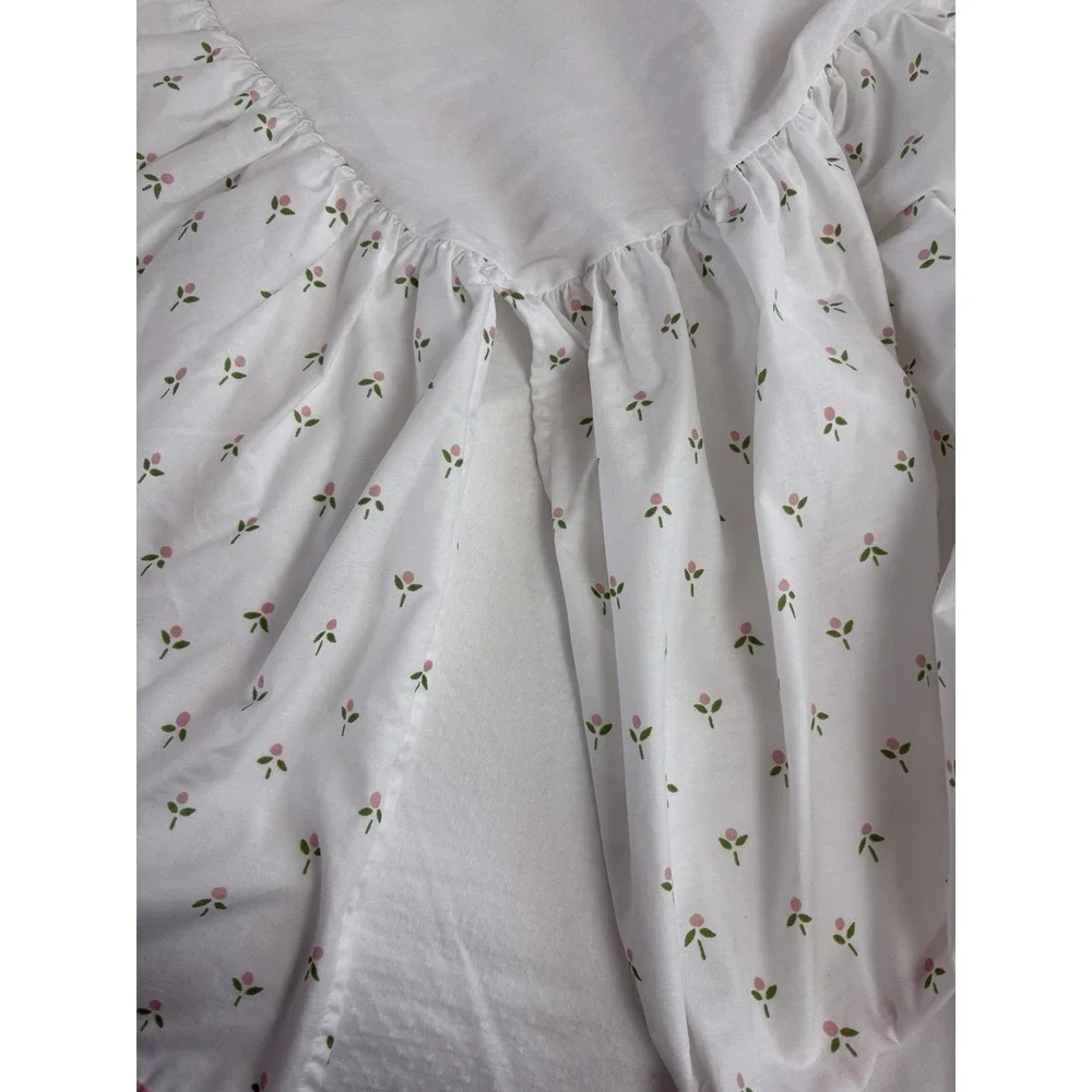 Laura Ashley Castleberry Pink Tulip King Size Dust Ruffle Layered Bedskirt